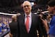 May 8, 2011; Dallas, TX, USA; Los Angeles Lakers head coach Phil Jackson leaves the court at the end of game four against the Dallas Mavericks for the second round of the 2011 NBA playoffs at American Airlines Center. The Mavs beat the Lakers 122-86. Mandatory Credit: Matthew Emmons-USA TODAY Sports