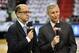 June 5, 2012; Miami, FL, USA; ESPN analysts Mike Breen (right) and Jeff Van Gundy (left) before game game five of the Eastern Conference finals between the Boston Celtics and the Miami Heat of the 2012 NBA playoffs at American Airlines Arena. Mandatory Credit: Steve Mitchell-USA TODAY Sports