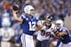 INDIANAPOLIS, IN - DECEMBER 30: Andrew Luck #12 of the Indianapolis Colts passes the ball against the Houston Texans during the game at Lucas Oil Stadium on December 30, 2012 in Indianapolis, Indiana. (Photo by Joe Robbins/Getty Images)