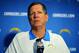 December 30, 2012; San Diego, CA, USA; San Diego Chargers head coach Norv Turner speaks during the post game press conference after a win against the Oakland Raiders at Qualcomm Stadium. The Chargers won 24-21. Mandatory Credit: Christopher Hanewinckel-USA TODAY Sports