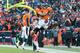 DENVER, CO - DECEMBER 30: Wide receiver Demaryius Thomas #88 of the Denver Broncos celebrates a touchdown reception with wide receiver Eric Decker #87 and wide receiver Brandon Stokley #14 during a game against the Kansas City Chiefs at Sports Authority Field Field at Mile High on December 30, 2012 in Denver, Colorado. The Broncos defeated the Chiefs 38-3. (Photo by Dustin Bradford/Getty Images)