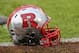 December 28, 2012; Orlando, FL, USA; Rutgers Scarlet Knights helmet sits on the field before the Russell Athletic Bowl between the Rutgers Scarlet Knights and the Virginia Tech Hokies at Citrus Bowl. Mandatory Credit: Rob Foldy-USA TODAY Sports