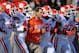 DURHAM, NC - NOVEMBER 03: Coach Dabo Swinney and the Clemson Tigers link arms and walk off of the field before a game against the Duke Blue Devils during play November 3, 2012 in Durham, North Carolina. (Photo by Grant Halverson/Getty Images)