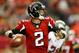 Dec 30, 2012; Atlanta, GA, USA; Atlanta Falcons quarterback Matt Ryan (2) drops back to pass against the Tampa Bay Buccaneers during the first quarter of the game at the Georgia Dome. Mandatory Credit: Josh D. Weiss-USA TODAY Sports