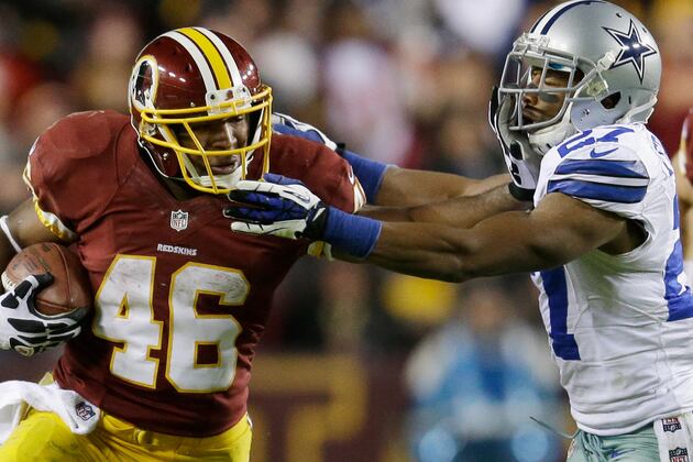 Alfred Morris Breaks Clinton Portis' Franchise Rushing Record for Season