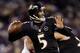 BALTIMORE, MD - DECEMBER 23: Quarterback Joe Flacco #5 of the Baltimore Ravens throws a second half pass against the New York Giants at M&T Bank Stadium on December 23, 2012 in Baltimore, Maryland. (Photo by Rob Carr/Getty Images)