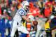 December 23, 2012; Kansas City, MO, USA; Indianapolis Colts quarterback Andrew Luck (12) hands off the ball in the second half of the game against the Kansas City Chiefs at Arrowhead Stadium. The Colts won 20-13. Mandatory Credit: Denny Medley-USA TODAY Sports