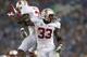 PASADENA, CA - NOVEMBER 24: Stepfan Taylor #33 and Jamal-Rashad Patterson #21 of the Stanford Cardinal celebrate after Taylor's 49 yard touchdown run in the second quarter against the UCLA Bruins at the Rose Bowl on October 13, 2012 in Pasadena, California. (Photo by Stephen Dunn/Getty Images)