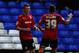 BIRMINGHAM, ENGLAND - JANUARY 01: Joe Mason of Cardiff celebrates his goal with Craig Belamy during the npower Championship match between Birmingham City and Cardiff City at St Andrews on January 1, 2013 in Birmingham, England. (Photo by Matthew Lewis/Getty Images)