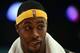 LOS ANGELES, CA - DECEMBER 28: Dwight Howard #12 of the Los Angeles Lakers smiles during a timeout in the game against the Portland Trail Blazers at Staples Center on December 28, 2012 in Los Angeles, California. The Lakers won 104-87. NOTE TO USER: User expressly acknowledges and agrees that, by downloading and or using this photograph, User is consenting to the terms and conditions of the Getty Images License Agreement. (Photo by Harry How/Getty Images)