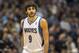 Dec 20, 2012; Minneapolis, MN, USA; Minnesota Timberwolves point guard Ricky Rubio (9) looks on during a free throw in the first half against the Oklahoma City Thunder at Target Center. Mandatory Credit: Jesse Johnson-USA TODAY Sports