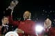 PASADENA, CA - JANUARY 01: Head coach David Shaw of the Stanford Cardinal celebrates after the Cardinal defeat the Wisconsin Badgers 20-14 in the 99th Rose Bowl Game Presented by Vizio on January 1, 2013 at the Rose Bowl in Pasadena, California. (Photo by Jeff Gross/Getty Images)