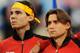 SEVILLE, SPAIN - DECEMBER 02: Rafael Nadal (L), David Ferrer (C) and Feliciano Lopez of Spain listen to their countries national anthem during day one of the final Davis Cup match between Spain and Argentina on December 2, 2011 in Seville, Spain. (Photo by Jasper Juinen/Getty Images)
