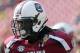 January 1, 2013; Tampa, FL, USA; South Carolina Gamecocks defensive end Jadeveon Clowney (7) works out prior to the 2013 Outback Bowl against the Michigan Wolverines at Raymond James Stadium. Mandatory Credit: Kim Klement-USA TODAY Sports
