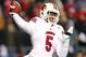 PISCATAWAY, NJ - NOVEMBER 29: Quarterback Teddy Bridgewater #5 of the Louisville Cardinals looks to pass against the Rutgers Scarlet Knights in a game at High Point Solutions Stadium on November 29, 2012 in Piscataway, New Jersey. Louisville defeated Rutgers 20-17 to win the Big East championship. (Photo by Rich Schultz /Getty Images)