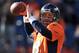 DENVER, CO - DECEMBER 23: Quarterback Peyton Manning #18 of the Denver Broncos warms up prior to facing the Cleveland Browns at Sports Authority Field at Mile High on December 23, 2012 in Denver, Colorado. The Broncos defeated the Browns 34-12. (Photo by Doug Pensinger/Getty Images)
