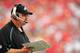 KANSAS CITY, MO - OCTOBER 02: Head coach Andy Reid of the Philadelphia Eagles watches from the sidelines during the second half of the game against the Kansas City Chiefs on October 2, 2005 at Arrowhead Stadium in Kansas City, Missouri. (Photo by Jamie Squire/Getty Images)