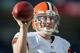 DENVER, CO - DECEMBER 23: Quarterback Brandon Weeden #3 of the Cleveland Browns warms up before a game against the Denver Broncos at Sports Authority Field at Mile High on December 23, 2012 in Denver, Colorado. The Broncos defeated the Browns 34-12. (Photo by Dustin Bradford/Getty Images)