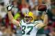 GLENDALE, AZ - JANUARY 03: Wide receiver Jordy Nelson #87 of the Green Bay Packers reacts after catching a 51-yard pass against the Arizona Cardinals during the NFL game at the Universtity of Phoenix Stadium on January 3, 2010 in Glendale, Arizona. Nelson was ruled down at the one-yard line. (Photo by Christian Petersen/Getty Images)