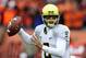 CORVALLIS, OR - NOVEMBER 24: Quarterback Marcus Mariota #8 of the Oregon Ducks passes the ball in the fourth quarter of the game against the Oregon State Beavers on November 24, 2012 at Reser Stadium in Corvallis, Oregon. Oregon won the game 48-24. (Photo by Steve Dykes/Getty Images)
