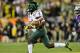 Jan. 3, 2013; Glendale, AZ, USA; Oregon Ducks running back De'Anthony Thomas (6) runs up field during the first half against the Kansas State Wildcats during the Fiesta Bowl at University of Phoenix Stadium. Mandatory Credit: Matt Kartozian-USA TODAY Sports