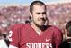 NORMAN, OK - NOVEMBER 24: Quarterback Landry Jones #12 of the Oklahoma Sooners leaves the field before the game against the Oklahoma State Cowboys November 24, 2012 at Gaylord Family-Oklahoma Memorial Stadium in Norman, Oklahoma. Oklahoma defeated Oklahoma State 51-48 in overtime. (Photo by Brett Deering/Getty Images)