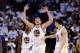 OAKLAND, CA - JANUARY 02: David Lee #10 of the Golden State Warriors reacts after the Warriors made a basket against the Los Angeles Clippers at Oracle Arena on January 2, 2013 in Oakland, California. NOTE TO USER: User expressly acknowledges and agrees that, by downloading and or using this photograph, User is consenting to the terms and conditions of the Getty Images License Agreement. (Photo by Ezra Shaw/Getty Images)