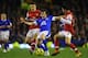 LIVERPOOL, ENGLAND - NOVEMBER 28: Leighton Baines of Everton is challenged by Aaron Ramsey (L) and Mikel Arteta of Arsenal during the Barclays Premier League match between Everton and Arsenal at Goodison Park on November 28, 2012 in Liverpool, England. (Photo by Laurence Griffiths/Getty Images)