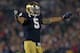 SOUTH BEND, IN - NOVEMBER 17: Manti T'eo #5 of the Notre Dame Fighting Irish encourages the crowd to cheer during a game against the Wake Forest Demon Deacons at Notre Dame Stadium on November 17, 2012 in South Bend, Indiana. Notre Dame defeated Wake Forest 38-0. (Photo by Jonathan Daniel/Getty Images)