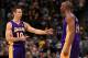 DENVER, CO - DECEMBER 26: Steve Nash #10 of the Los Angeles Lakers and Kobe Bryant #24 of the Los Angeles Lakers talks as they face the Denver Nuggets at Pepsi Center on December 26, 2012 in Denver, Colorado. The Nuggets defeated the Lakers 126-114. NOTE TO USER: User expressly acknowledges and agrees that, by downloading and or using this photograph, User is consenting to the terms and conditions of the Getty Images License Agreement. (Photo by Doug Pensinger/Getty Images)