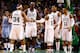 BOSTON, MA - JANUARY 2: Members of the Boston Celtics including Rajon Rondo #9, Kevin Garnett #5, Paul Pierce #34, Jared Sullinger #7, and Courtney Lee #11 huddle during the game against the Memphis Grizzlies on January 2, 2013 at TD Garden in Boston, Massachusetts. NOTE TO USER: User expressly acknowledges and agrees that, by downloading and or using this photograph, User is consenting to the terms and conditions of the Getty Images License Agreement. (Photo by Jared Wickerham/Getty Images)