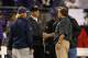 BALTIMORE, MD - SEPTEMBER 23: Head coaches John Harbaugh (L) of the Baltimore Ravens and Bill Belichick of the New England Patriots shake hands before the start of their game at M&T Bank Stadium on September 23, 2012 in Baltimore, Maryland. (Photo by Rob Carr/Getty Images)