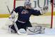LAKE PLACID, NY - AUGUST 06: John Gibson #35 of the USA Blue Squad skates against Team Finland at the USA hockey junior evaluation camp at the Lake Placid Olympic Center on August 6, 2012 in Lake Placid, New York. Team USA defeated Finland 5-4. (Photo by Bruce Bennett/Getty Images)