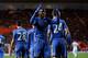 Demba Ba celebrates one of his two goals against Southampton in the FA Cup.