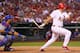 ST. LOUIS, MO - MAY 14: Lance Berkman #12 of the St. Louis Cardinals hits an RBI single against the Chicago Cubs at Busch Stadium on May 14, 2012 in St. Louis, Missouri. (Photo by Dilip Vishwanat/Getty Images)