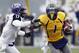 MORGANTOWN, WV - NOVEMBER 03: Tavon Austin #1 of the West Virginia Mountaineers carries the ball against the TCU Horned Frogs during the game on November 3, 2012 at Mountaineer Field in Morgantown, West Virginia. TCU defeated WVU in two overtimes 39-38. (Photo by Justin K. Aller/Getty Images)