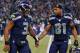 SEATTLE, WA - DECEMBER 30: Quarterback Russell Wilson #3 of the Seattle Seahawks celebrates with wide receiver Golden Tate #81 after scoring a touchdown against the St. Louis Rams at CenturyLink Field on December 30, 2012 in Seattle, Washington. The Seahawks defeated the Rams 20-13. (Photo by Otto Greule Jr/Getty Images)