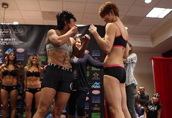 Ediane Gomes (left) vs. Hiroko Yamanaka (right). Photo Credit: Sherdog.com