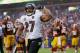 LANDOVER, MD - DECEMBER 09: Running back Ray Rice #27 of the Baltimore Ravens celebrates after scoring a touchdown against the Washington Redskins during the fourth quarter of the Ravens 31-28 loss at FedExField on December 9, 2012 in Landover, Maryland. (Photo by Rob Carr/Getty Images)