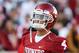 Oct 27, 2012; Norman, OK, USA; Oklahoma Sooners receiver Kenny Stills (4) prior to the game against the Notre Dame Fighting Irish at Oklahoma Memorial Stadium. Mandatory Credit: Matthew Emmons-USA TODAY Sports