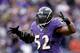 BALTIMORE, MD - JANUARY 06: Ray Lewis #52 of the Baltimore Ravens reacts in the fourth quarter against the Indianapolis Colts during the AFC Wild Card Playoff Game at M&T Bank Stadium on January 6, 2013 in Baltimore, Maryland. (Photo by Rob Carr/Getty Images)