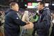 FOXBORO, MA - DECEMBER 10: Head coach Bill Belichick of the New England Patriots shakes hands with Head coach Gary Kubiak of the Houston Texans after Patriot win at Gillette Stadium on December 10, 2012 in Foxboro, Massachusetts. (Photo by Jim Rogash/Getty Images)
