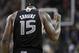 November 05, 2012; Sacramento, CA, USA; Sacramento Kings center DeMarcus Cousins (15) celebrates after scoring a basket against the Golden State Warriors during the third quarter at Sleep Train Arena. The Sacramento Kings defeated the Golden State Warriors 94-92. Mandatory Credit: Kelley L Cox-USA TODAY Sports