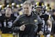 IOWA CITY, IOWA - OCTOBER 20: Head coach Kirk Ferentz of the Iowa Hawkeyes runs off the field following the first half against the Penn State Nittany Lions on October 20, 2012 at Kinnick Stadium in Iowa City, Iowa. Penn State defeated Iowa 38-14. (Photo by Matthew Holst/Getty Images)