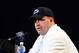 Sep 1, 2012; University Park, PA, USA; Penn State Nittany Lions head coach Bill O'Brien talks to the media in a press conference after losing to the Ohio Bobcats 24-14 at Beaver Stadium. Mandatory Credit: Andrew Weber-US Presswire