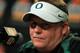 GLENDALE, AZ - JANUARY 03: Head coach Chip Kelly of the Oregon Ducks participates in a post-game press conference after they defeated the Kansas State Wildcats 35 to 17 in the Tostitos Fiesta Bowl at University of Phoenix Stadium on January 3, 2013 in Glendale, Arizona. (Photo by Doug Pensinger/Getty Images)