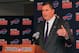 Jan 7, 2013; Orchard Park, NY, USA; Buffalo Bills head coach Doug Marrone speaks at the press conference announcing his hiring as the new Bills head coach at Ralph Wilson Stadium. Mandatory Credit: Kevin Hoffman-USA TODAY Sports