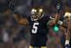 SOUTH BEND, IN - NOVEMBER 17: Manti T'eo #5 of the Notre Dame Fighting Irish encourages the crowd to cheer during a game against the Wake Forest Demon Deacons at Notre Dame Stadium on November 17, 2012 in South Bend, Indiana. Notre Dame defeated Wake Forest 38-0. (Photo by Jonathan Daniel/Getty Images)