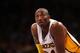 LOS ANGELES, CA - JANUARY 06: Kobe Bryant #24 of the Los Angeles Lakers waits for play in the game against the Denver Nuggets at Staples Center on January 6, 2013 in Los Angeles, California. NOTE TO USER: User expressly acknowledges and agrees that, by downloading and or using this photograph, User is consenting to the terms and conditions of the Getty Images License Agreement. (Photo by Stephen Dunn/Getty Images)