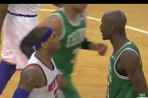 Carmelo Anthony and Kevin Garnett Go at It, Receive Double Technicals( VIDEO)